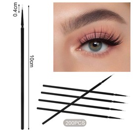 LOPHE 200Pcs Micro Applicator Brushes, Disposable Applicator Eyelash Extensions Mascara Wands Brush Make Up Brushes Microfibre Brushes Make Up Mascara Brushe for Makeup Oral Dental,Black