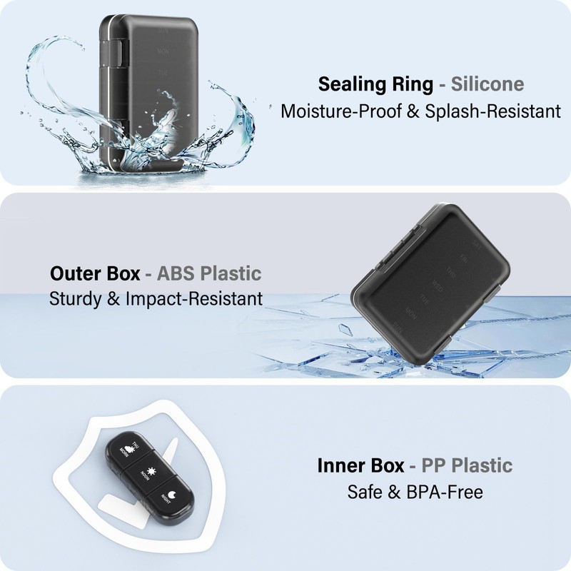 Weekly Pill Organizer 3 Times a Day, 7 Day Portable