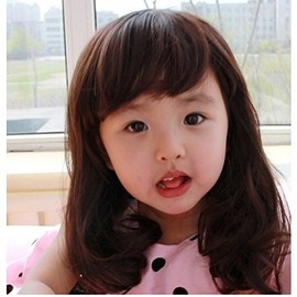 Short/Long Curly Wave Cosplay Wig Hair Adjustable Costume Synthetic Heat Resistant for 5-10 Years Children Girl + Free Mesh Wig Cap Hat(Brown Medium Curly)