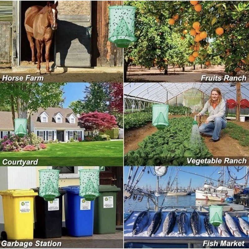 DKEP 8 Pack Ranch Fly Traps Outdoor Hanging Fly Trap
