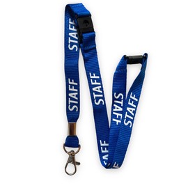 PAC Supplies Global 15mm Colourful STAFF Printed Neck Lanyard With 3 Point (Triple) Safety Breakaway (Blue, 1)