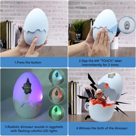 Wekity - Huevos para incubación de dinosaurio, huevos de dinosaurio, luz LED y sonido, juguete educativo creativo, regalo de fiesta de Pascua, cumpleaños para niños (Ceratosauru)