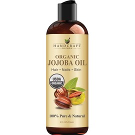 Handcraft Blends USDA Organic Jojoba Oil | Cold-Pressed | 8 Fl Oz | 100% Pure & Natural | for Hair, Skin & Face | Premium Grade Carrier Oil | for Massage & Aromatherapy | Hexane-Free