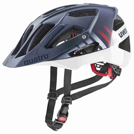 uvex Quatro cc - Secure Mountain Bike Helmet for Men & Women - Individual Fit - Adjustable Shield - Deep Space - White Matt - 52-57 cm