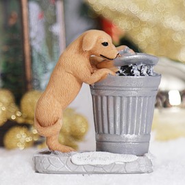 NINIPAPA Christmas Village Accessories Santa's Mailbox Village Town Pieces for Christmas Decoration, Cute Villages Resin Christmas Ornaments - Garbage Can Dog