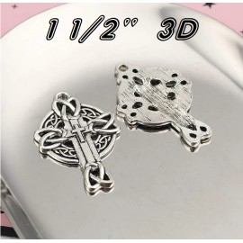 Fashion Jewelry CELTIC CROSS KNOT PAGAN IRISH Pendant on 925 Plate Sterling Silver 24" Necklace