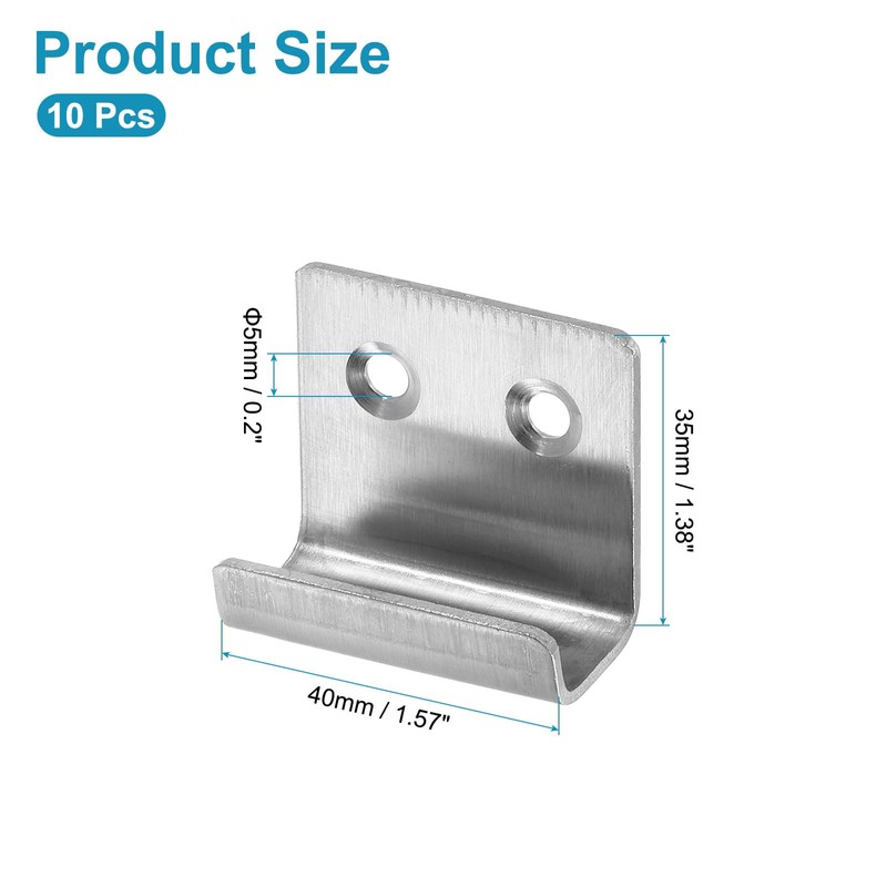 sourcing map 10Pcs Mounting Bracket, 40x35mm Stainless Steel Tile Display
