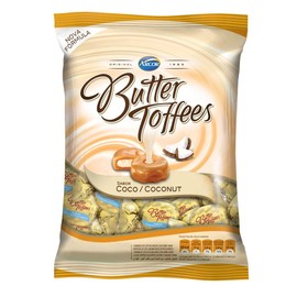 ARCOR Bala Butter Toffees Sabor Coco/Coconut 600 gr.- Product of Brasil.