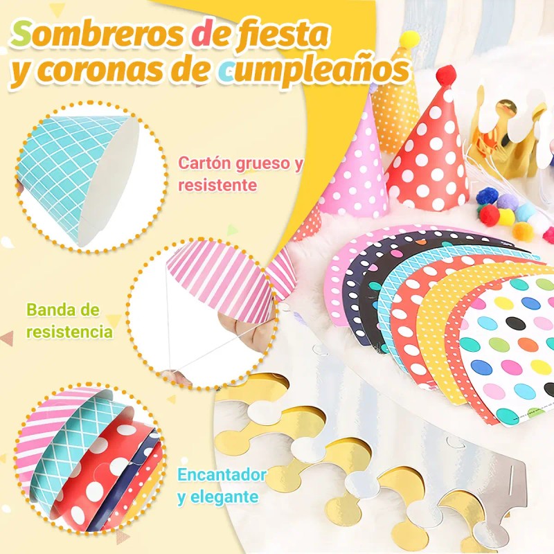 71pcs Gorros De Cumpleaños Y Silbatos Para Fiesta Infantiles