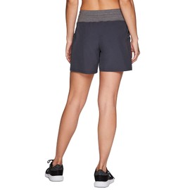 RBX Women's Walking Short Drawstring Knit Waist Woven Short with Pockets Combo Charcoal S