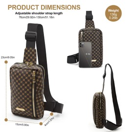 Long Keeper Small Sling Bag Chest Bag Vegan Leather Mini Shoulder Backpack for Men Women Crossbody Phone Bag Man Sling Bag for Travel Sports Outdoor (Coffee)