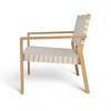 Merax Patio Furniture Acacia Wood Bench, Woven Rope Outdoor Loveseat