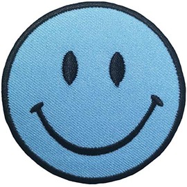 Papapatch Happy Face Smile Fun Applique Embroidered Sew Iron on Patch - Blue Black (Iron-Smile-Blue-BK)