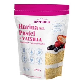 Morama Harina para Pastel Sabor Vainilla Hecha con Harina de Almendra y Arroz Integral para Pastelería, Sin Conservadores y Vegano, 400 Gramos