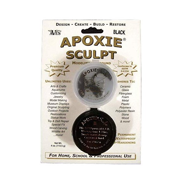 Aves Apoxie Sculpt Modeling Clay, 1/4lb, Black