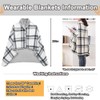 GEMGO Fleece Wearable Blanket Poncho for Women Plaid Lap Blankets