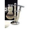 Mens Classic Silver Tip Horn Badger Hair Brush Safety Razor