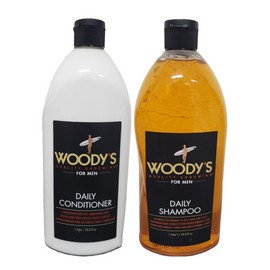 WOODY'S Daily Shampoo & Conditioner For Men Normal To Oily Hair  32Oz  Pack of 2