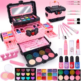 Chennyfun Children's Make-Up Case, Girls' Toy, 53 Pieces Children's Make-Up Set, Girls, Non-Toxic & Washable Children's Make-Up Gift Set, Make-Up Case, Girls' Role Play Toy from 3 Years