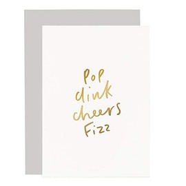 Old English Co. Cheers Card - Single White & Gold Foiled Blank Pop Clink Fizz Cheers Card | Celebration Cards for Mum, Sister, Wife & Friends | Fun Occasion Gifts