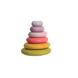 Gamez Galore Natural Varnished, Rainbow and Pastel Coloured Collection of Stacking, Balancing and Sorting Wooden Toys (6 Piece Wooden Pebbles Pastel Coloured