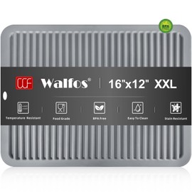 Walfos Large Silicone Trivet 16x12 Inch, Hot Pads for Kitchen, Heat Resistant Pot Holders Trivets for Hot Dishes, Hot Pots and Pans, Quartz Countertops, Gray