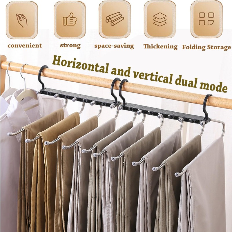 Denipry 2 Pack Trouser Hangers Space Saving, Stainless Steel Hangers