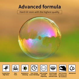 Nickzen 300g Crystal UV Resin Hard, High Gloss UV Cure Epoxy Resin Clear Kit Ultraviolet Resina UV Curing Transparent Solar Activated Glue for Jewelry Making Fast Curing