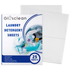 GLOSCLEAN - Hojas de detergente para la ropa (50 cargas) 25 hojas | Tiras de lino frescas y sin plástico respetuoso con el medio ambiente, jabón de viaje para la ropa sucia