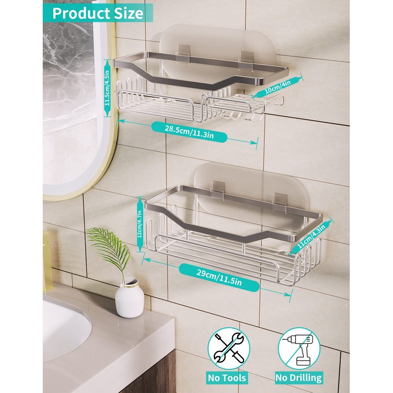 HapiRm Shower Caddy with 11 Hooks,Bathroom Storage with Razor Holder,Soap