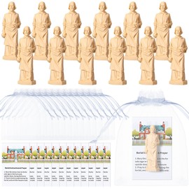 Wonderjune 12 Sets St Joseph Statue for Selling House Small Resin Saint Joseph Figurine with Instruction Prayer Card and Organza Bag, St Joseph Statue for Selling Homes