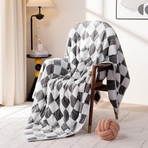 Wemore Flannel Fleece Weighted Blanket for Adult Queen Size 15