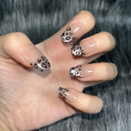 Magnetic Leopard Handmade Nail Tips - Coffin Egg / 마그네틱 호피 수제네일팁 - 코핀에그