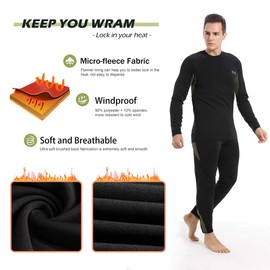 Men’s Thermal Underwear Set, Cold Weather Fleece Lined Sport Long Johns Base Layer Quick Drying Thermo for Hunting Skiing-XL