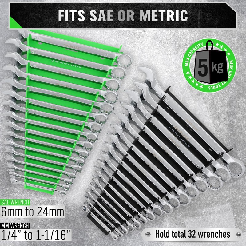 Magnetic Wrench Organizer 4-piece, Wrench Rack Tool Trays SAE (1/4"
