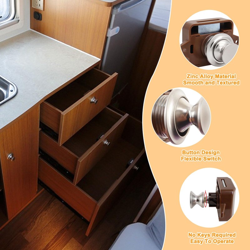 Aweisile Push Button Lock Pack of 2 Push Button Catch