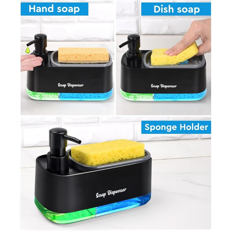 LINZOM Hand and Dish Soap Dispenser Set for Kitchen Dual