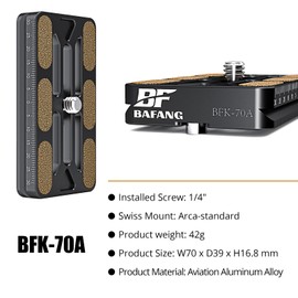 Sea frogs Professional Arca-Swiss Quick Release Plate - Aircraft Aluminium Ball Head Adapter with 1/4 Inch Thread & Dovetail System for Camera/Tripod/Gimbal (70 mm)