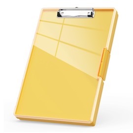 ZAXMEY Portapapeles resistente de 23.5 x 33 cm, carpeta, de enfermería, apertura lateral, con caja de almacenamiento doble, escritura suave para el trabajo, oficina y escuela (Amarillo)