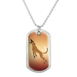 GRAPHICS & MORE Belgian Malinois Dog Bite Training Military Dog Tag Pendant Necklace with Chain