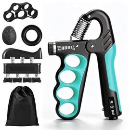 HONGHCL Ejercitador de Mano y Antebrazo - 6pcs Fortalecedor de Agarre de Mano Ajustable 5-100kg, Hand Grip para Rehabilitación, Fisioterapia y Entrena