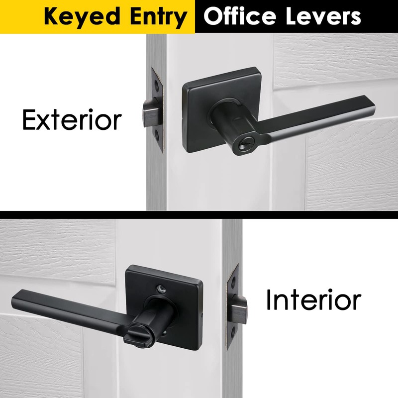 HISAFE Keyed Entry Door Lever with Lock, Heavy Duty Solid