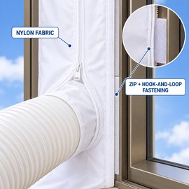 3M Portable Air Conditioner Window Seal Kit with Zipper and Adhesive Tape for Casement Windows