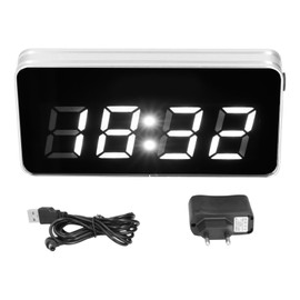 Desk Clock Glass Mirror Luminous Function LED Display Perpetual Calendar Clock for Home OfficeEU Plug