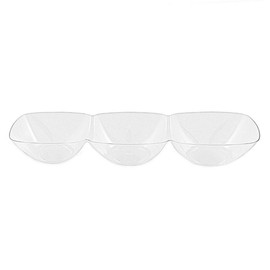 Kaya Premium Clear Rectangular 3-Hole Mini Disposable Plastic Bowls (Pack of 10) - Elegant, Durable & Ideal for Parties - Perfect for Appetizers & Tastings