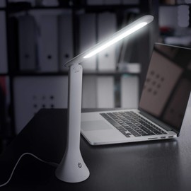 Eaxus® Touch LED Table Lamp, Desk Lamp/Emergency Lamp, Dimmable with 3 Brightness Levels and USB, White