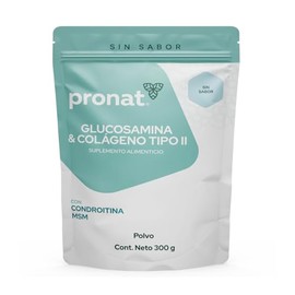 PRONAT | Glucosamina & Colágeno Tipo II Sin Sabor 300 G, con Vitaminas, Calcio y Magnesio 18 porciones