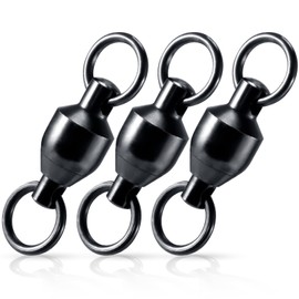 Alwonder 30-Pack Ball Bearing Swivels Fishing Tackle, High Strength Stainless Steel Solid Welded Rings Barrel Swivels Hook Line Connector with Black Nickel Coating Saltwater Freshwater Fishing #5