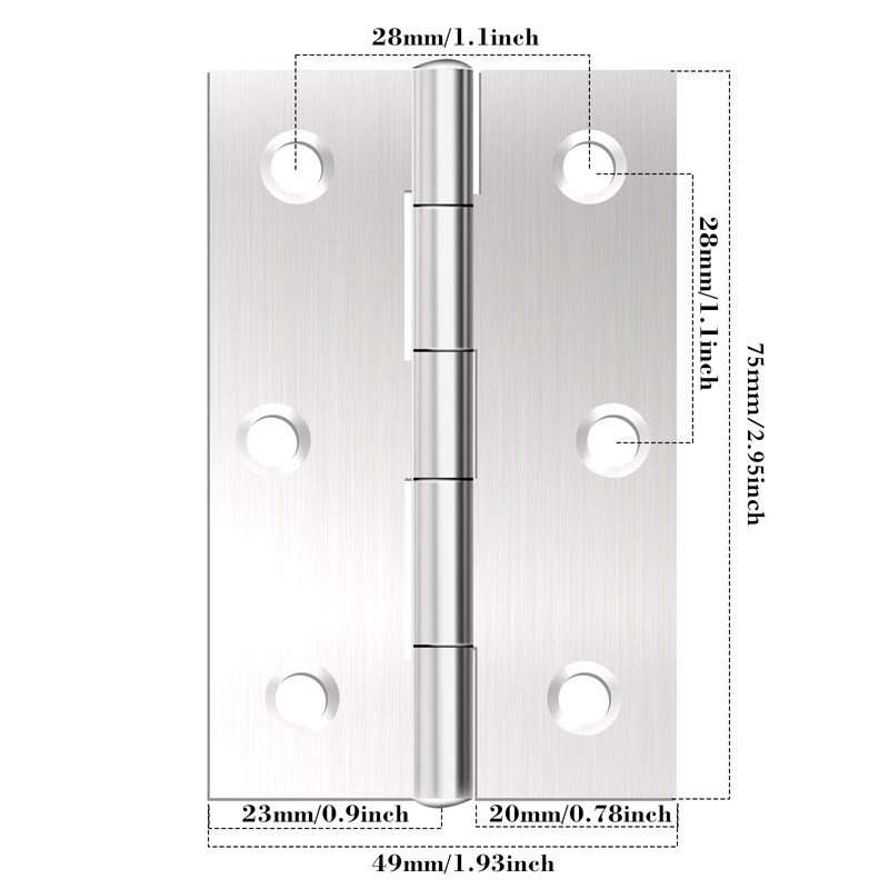 TamBee 20Pcs 3inch Folding Butt Hinges Cabinet Cupboard Closet Hardware