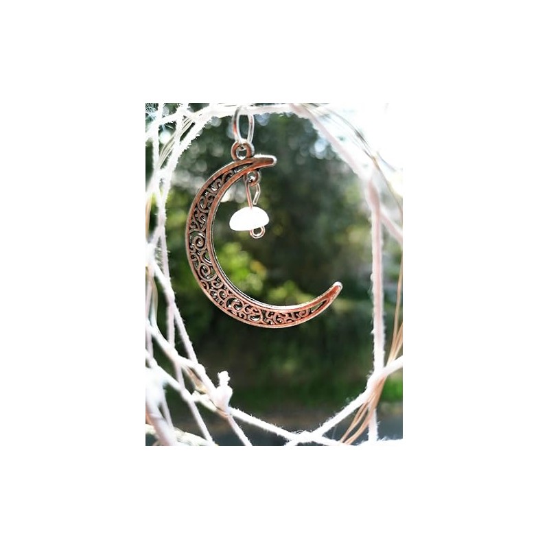 Sparklesphere, Dream Catcher, Grey with Crescent Moon, Feather Wall Hanging